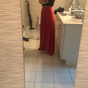 Red asos maxi skirt